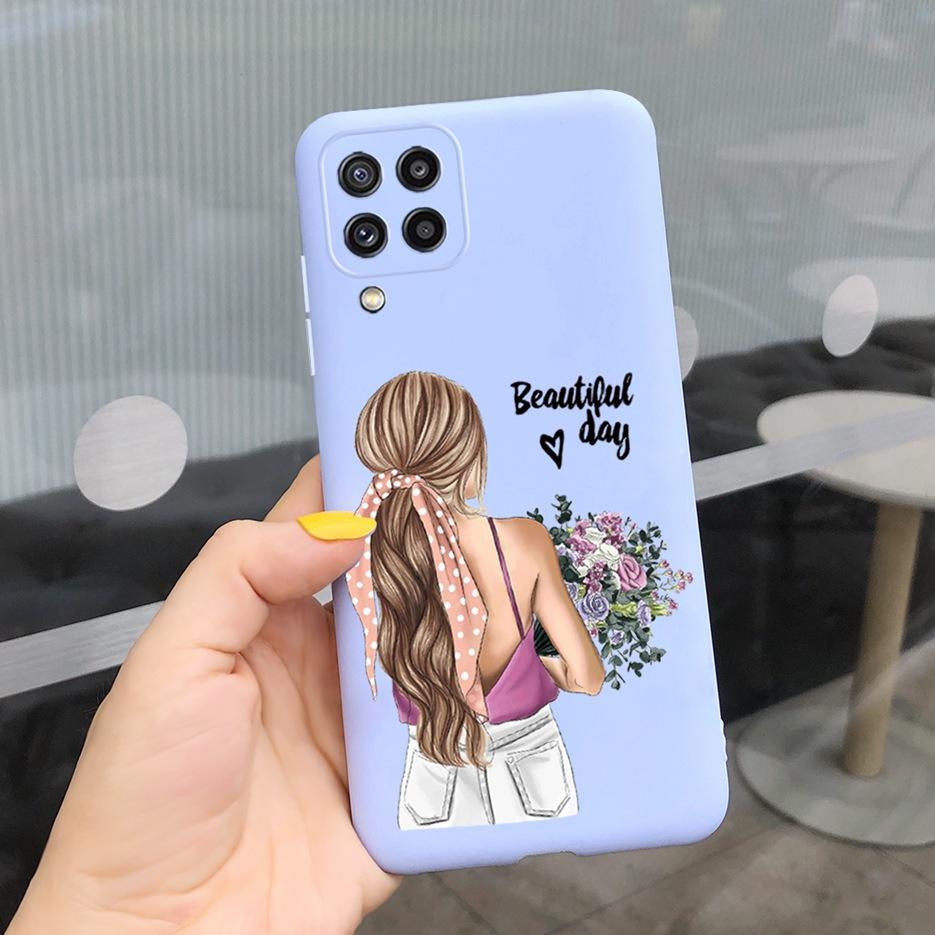 For Samsung Galaxy M32 Case Samsung M12 Soft Silicone Flower Phone Case For Samsung M32 M325F Cover Galaxy M 12 32 M12 TPU Funda