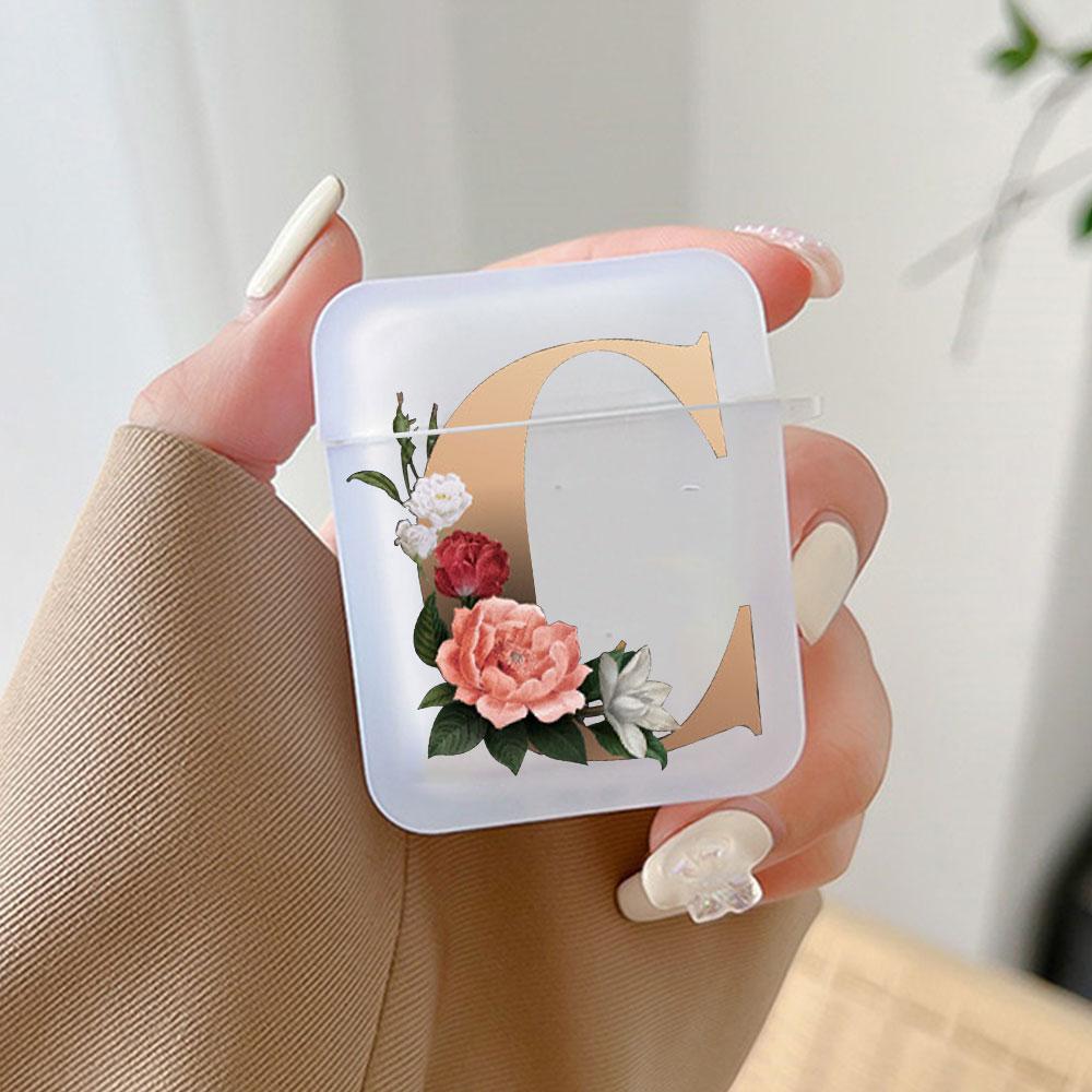 Cute Gold 26 Letters A Z Earphone Case for Airpods 4th 3rd Pro 3 2 Shockproof Cover for Airpod 2 3 1 Protective Accessorie Shell