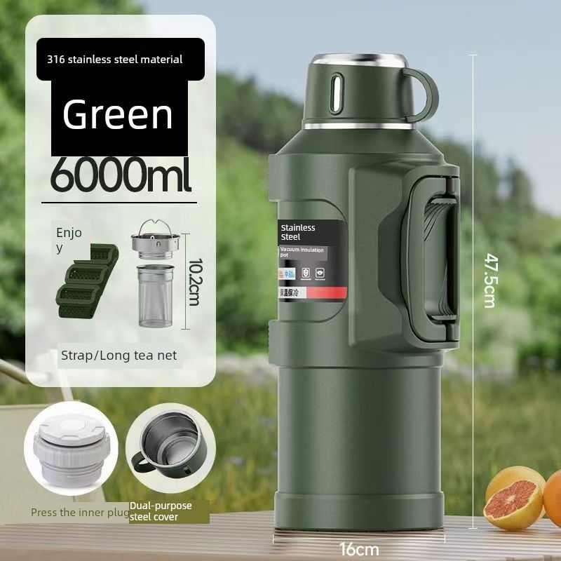 New Arrival 316 Stainless Steel Thermal Pot Large Capacity Vacuum Cup Outdoor Car Portable Kettle Household Kettle 6L