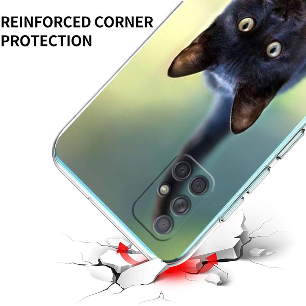 Case For Samsung Galaxy A13 A23 A33 A53 A73 5G A51 A71 A21S A12 A11 A31 A41 A03s A52 A32 A22 Clear Cover Black Cat Staring Eye