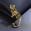 Mens Crystal Leopard Brooch Pin Rhinestone Cheetah Brooches Animal Jewelry Lapel