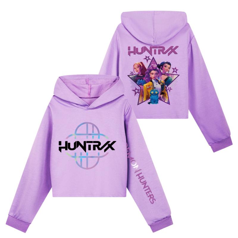 

Hoodies Sweatshirts Kids Unisex Girls Half Waist Short Single Double Sleeves Print Casual 170cm