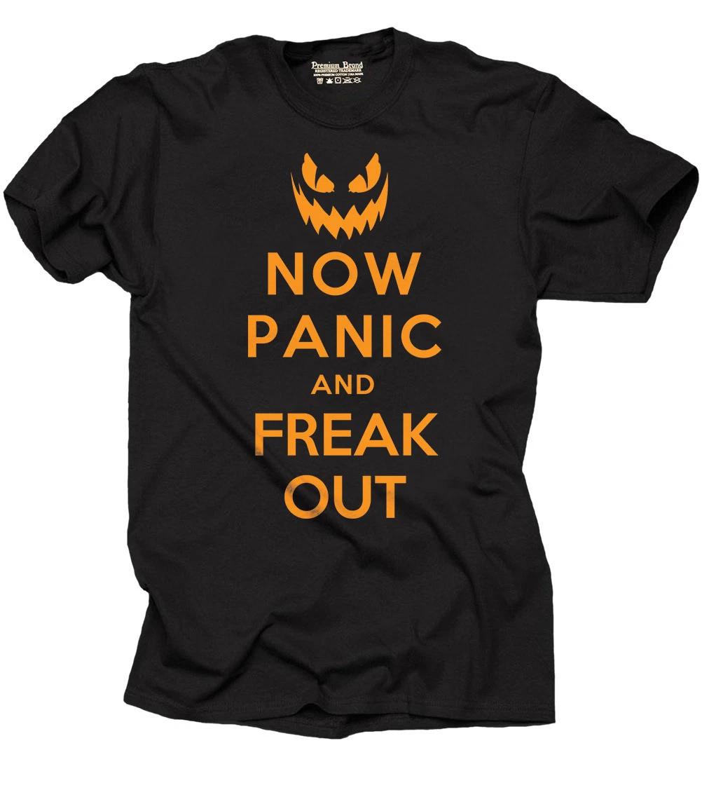 Halloween T-T-shirt Now Panic and Freak out Funny Halloween Tee T-shirt T-T-shirt 4XL