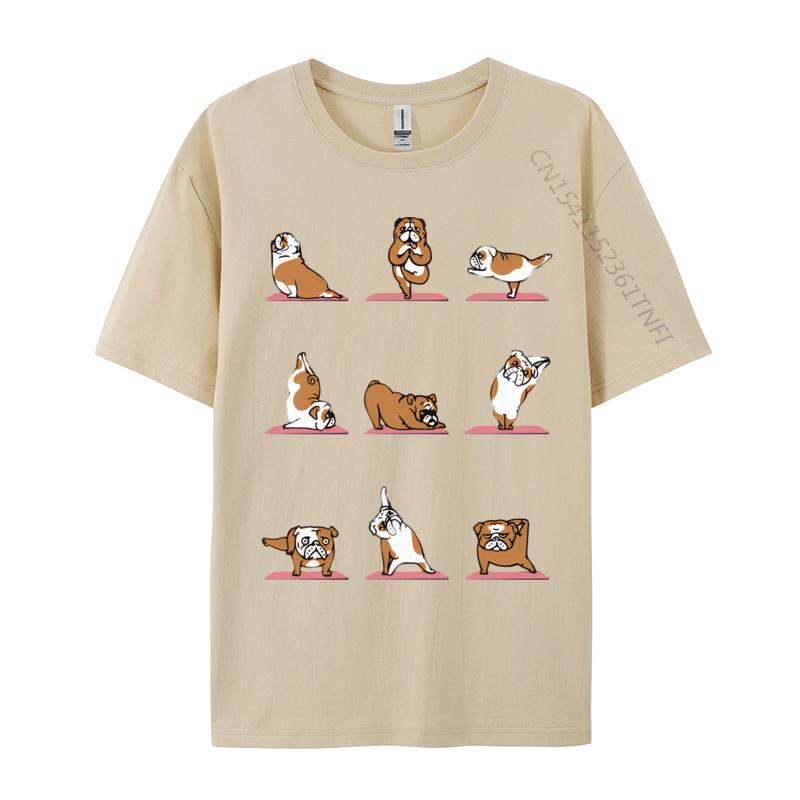 Englische Bulldogge Yoga Vintage T-Shirt Schwarzes T-Shirt Gutscheine Geburtstag Herren T-Shirt Slim Fit Grafik-T-Shirt Baumwolle