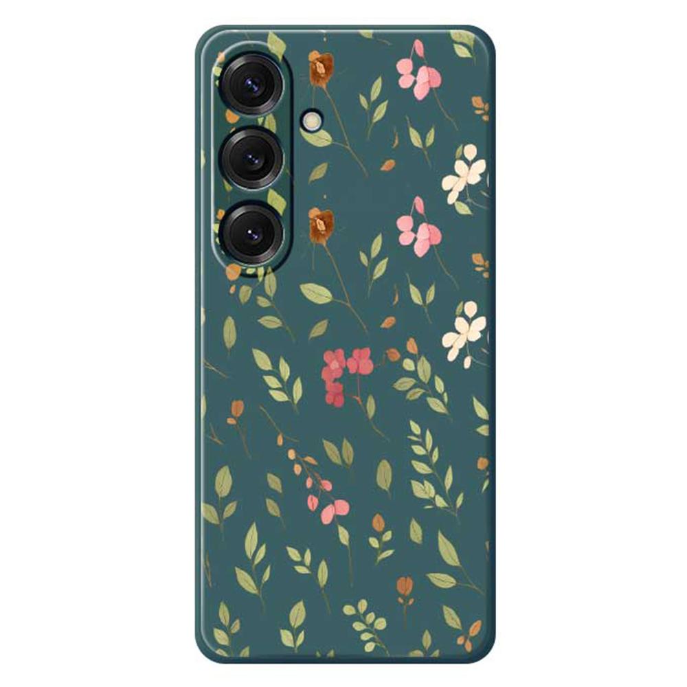 

Чехол для Samsung Galaxy S25 с принтом в виде маленьких цветов и листьев, из ТПУ с прямыми краями, задняя крышка для телефона Green