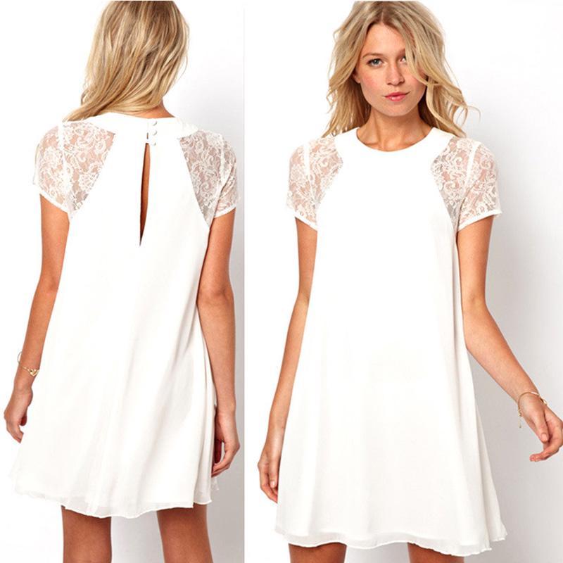 Elegant Summer Girls Lace Applique Sleeve Dress With Solid Color Backless Design