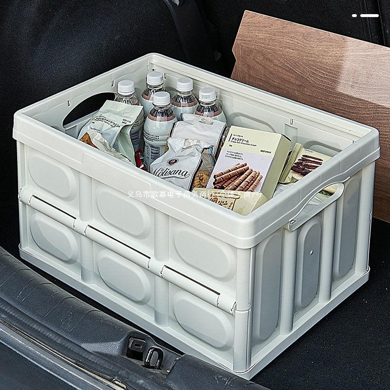 Skládací úložný box do kufru auta s dřevěným víkem - Přenosný organizér na kempování a piknik