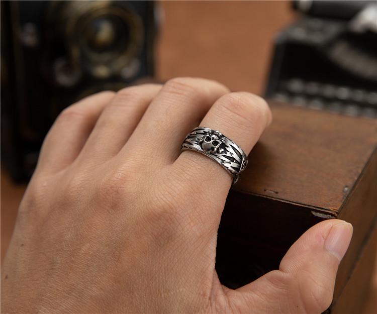 Vintage Skull Couple Domineering Cross Stainless Steel Rings for Men