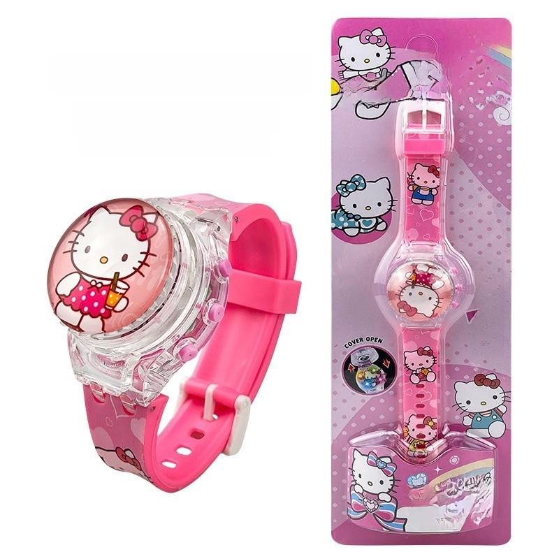 Hello Kitty Otočný flip kryt Lehký hudební hodinky Pro děti Interaktivní Decora