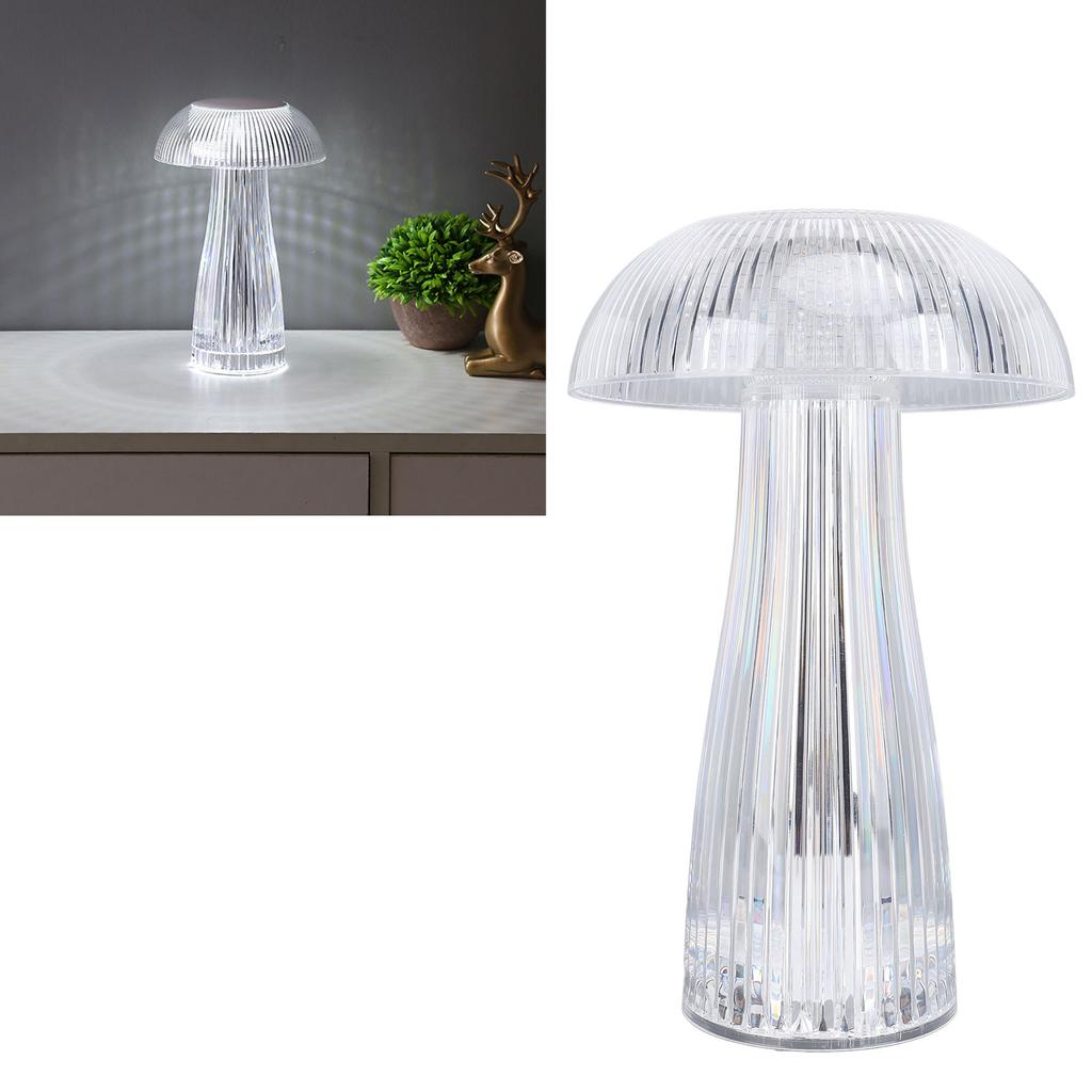Desk Lamp Acrylic Rechargeable Cordless 3 Color Dimmable Touch Control Portable Mushroom Lamp for Be
