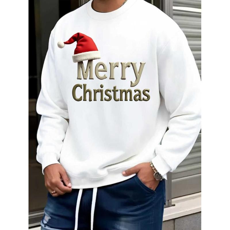 

Рождественский мужской свитшот облегающего кроя с круглым вырезом, смесь эластичного спандекса, не мнется, деловой кэжуал XXL