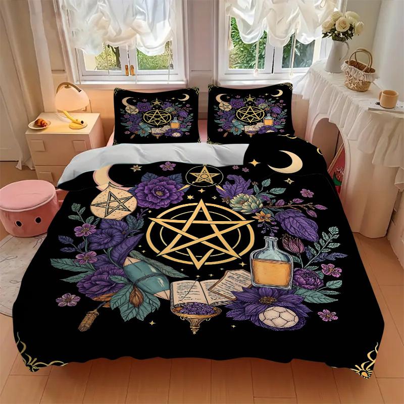 3pcs Flower Art Bedding Set, Including 1 Quilt Cover and 2 Pillow Shams, Without Filling, Soft and Comfortable Home Bedroom N033