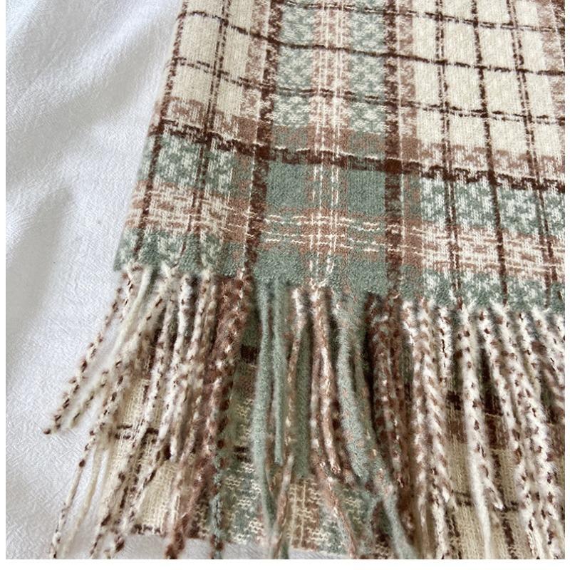 Wolle Plaid Verdickter Warmer Schal Herren Damen Neu Winter Japanischer Stil Paar Halswärmer High-End Gefühl