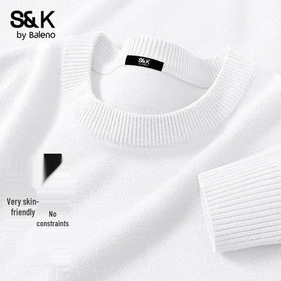 Baleno Men's S&K Series Round Neck Solid Color Heavyweight Sweater