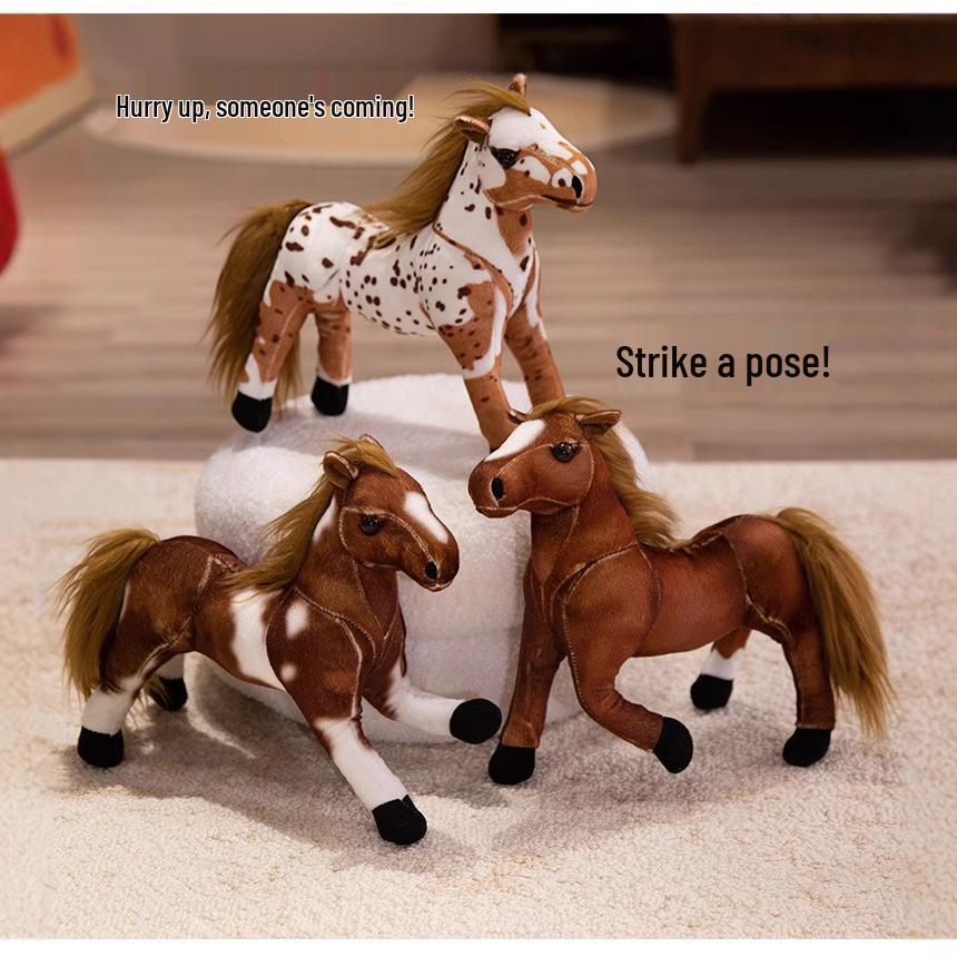 

Galloping Horse Plush Toy - White & Black Horse Simulation Doll for Kids 28x32cm