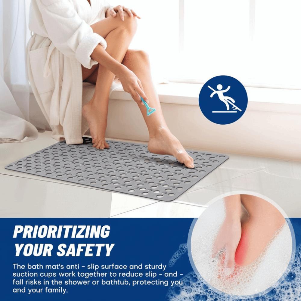 Suction Cups Shower Stall Mat Drainage Holes Anti Slip Bathroom Mat Machine Washable Antibacterial Resistant Bath Mat Toilet