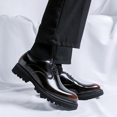 Men's Formal Derby Leather Shoes Classic British Design Style Groom's Wedding or Casual Party Thick Soled Shoes Quality New