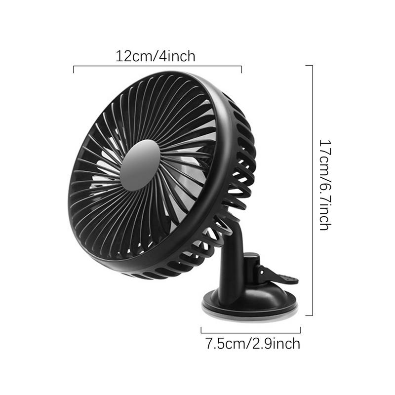 Fan For Car Rechargeable 12V Fans Car Fan Portable Fan Suction Cup USB Powered Air Circulation Fan 360 Degree Rotation Vehicle