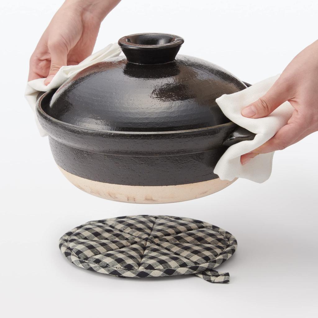 MUJI Pot Holder that can also be used as a Gingham 19 x 19 Linen Plain 12727545 trivet, Check, cm, Weave,