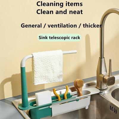 Telescopic Sink Shelf Kitchen Sinks Organizer Soap Sponge Holder Sink Drain Rack Storage Basket Kitchen Gadgets Accessories Tool