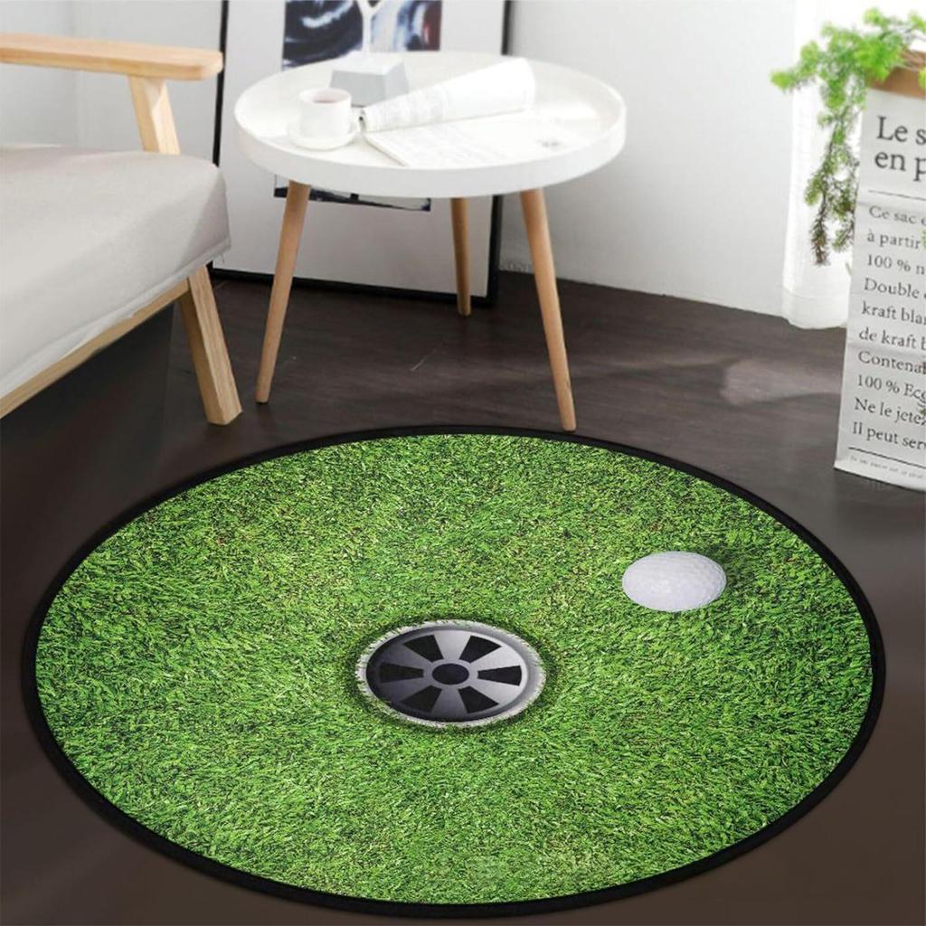 Sports Ball Realistic Basketball Baseball Soccer Round Mat Non-slip Carpet Rug for Living Game Room Home Decoration Bedroom Rugs