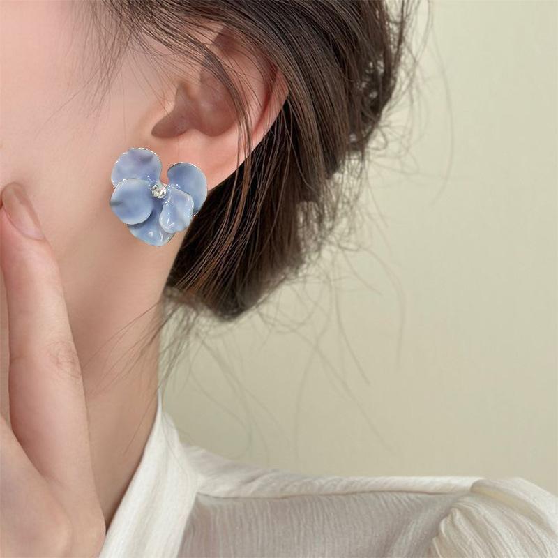Pinkdudu Pink Flower Earrings Sweet Temperament Versatile Premium Earrings Small Commuter Earrings Wholesale PD1984
