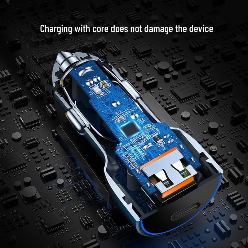 36W Dual USB Type-C Fast Car Charger with Metal QC3.0