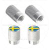 Für Schweden Schwedische Flagge Union Jack Großbritannien Flagge KDCM3 Emblem 4 Stück Aluminium Motorrad Auto Reifenventilkappen Radventil Staubkappen