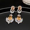 Crystal Pendant Zircon Flower Drop Earrings Silver Needle Stud Earrings  Gifts