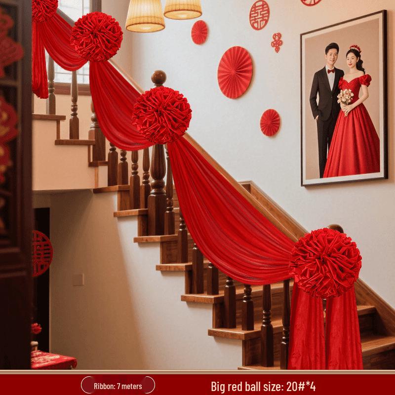 Large Red Hydrangea Wedding Decoration Set for Stairs and Rooms