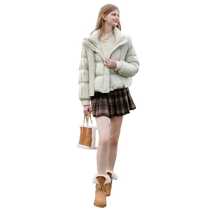 Xiangying Women s Knitted Hooded Puffer Down Jacket XL