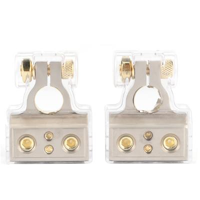 Pair of Battery Terminal 4Hole Clamps Connector with Protective Cover Car Accessory
