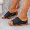 2025 Summer New Plus Size Women’s Open Toe Slippers Outdoor Hollow Platform Wedges Sandals for Comfortable Daily Casual Slippers