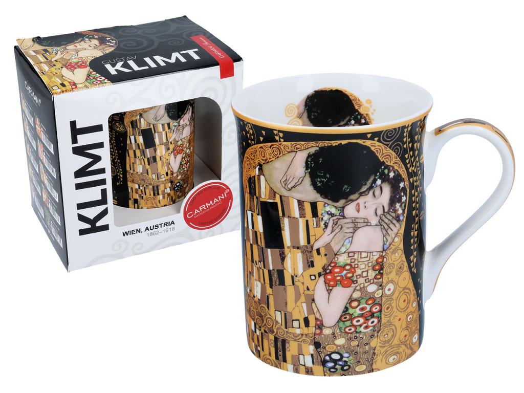 Kubek Porcelanowy Gustav Klimt Pocałunek Czarny Classic New Prezent