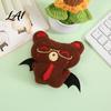 Plush Toy with Bead Chain Halloween Bear Bat Pendant Stuffed Devil Backpack Bag Charm Goth Keyring Pendant Hanging Embroidered Animal Doll