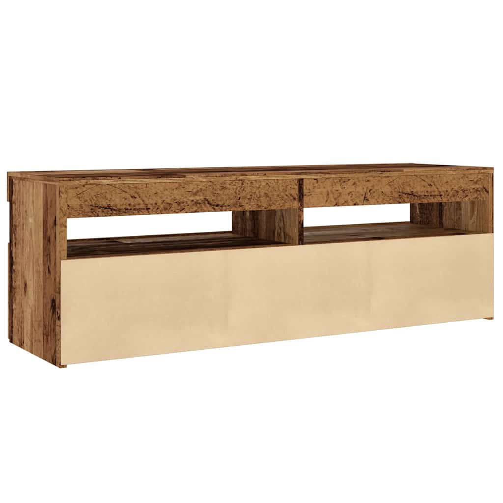 TV Stand with LED Lights Rustic Wood Look 120 x 35 x 40 cm Engineered Wood