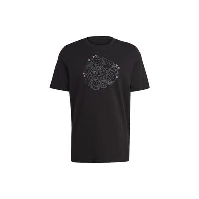 Originals X André Saraiva Kollaboration Buchstaben Geometrischer Print Rundhals Kurzarm T-Shirt Herren T-Shirts Schwarz IA6390