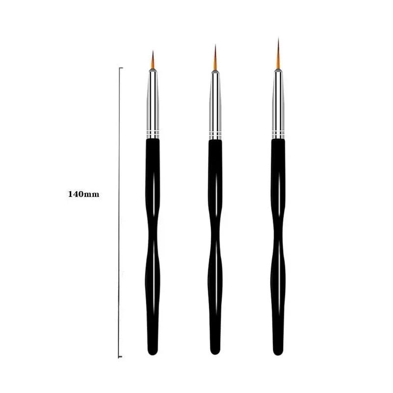 

3Pcs/Set Stripe Nail Art Liner Brush Set Tips Ultra-thin Line Drawing Pen Gel Painting Brushes Manicure Tools чорний