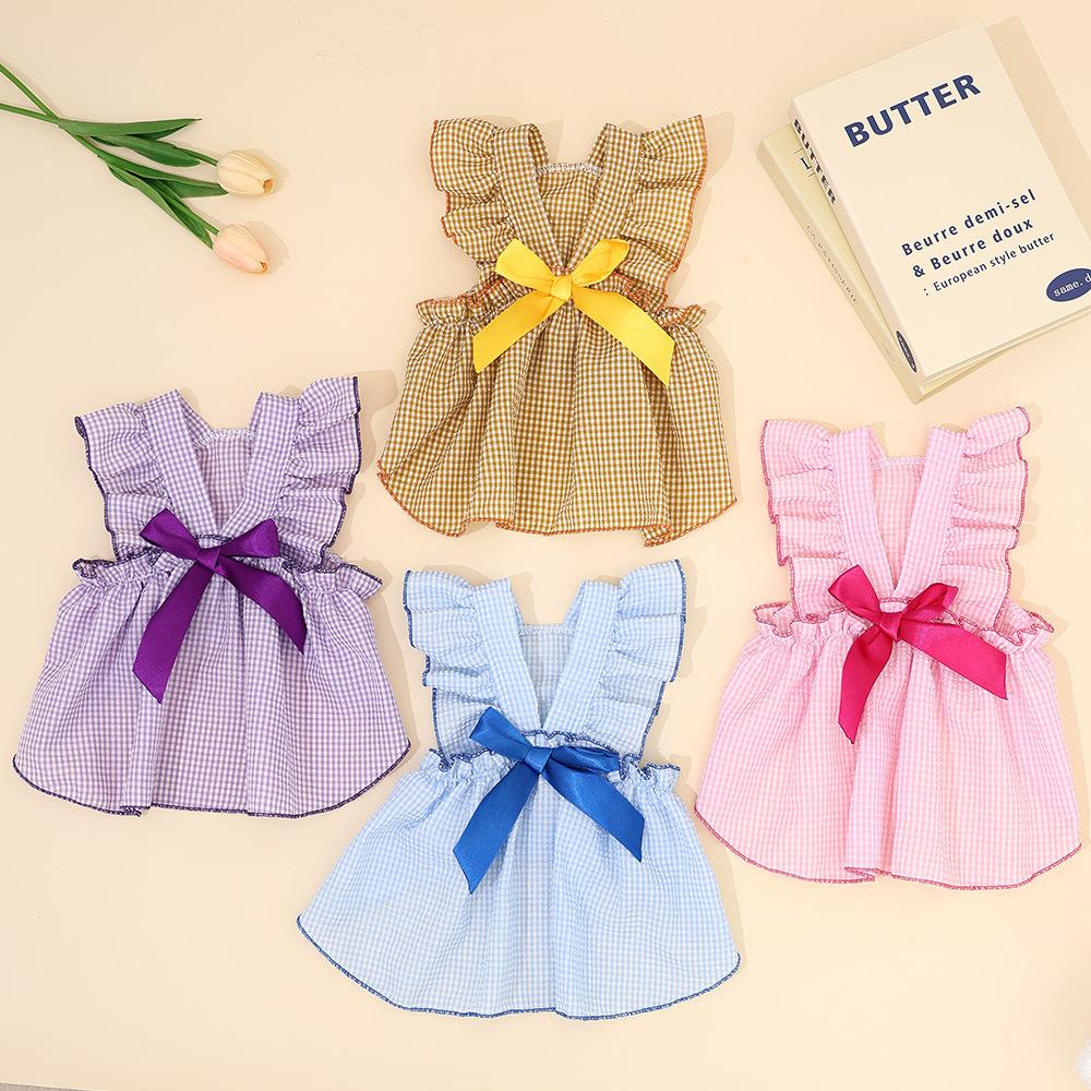 Small XL XXL Cute Pet Skirt New Summer Plaid Pet Cat/Dog Wedding Dress with Bow for Winter Use Animal Pattern Pet Supplies