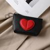 Color-Blocked Heart-Shaped Keychain Wallet Pu Mini Coin Purse For Women
