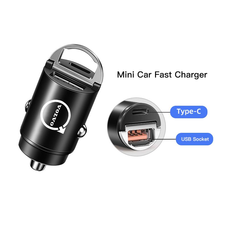 100W QC3.0 PD Mini Car Charger Fast Charging Car USB Type C Charger For Volvo V90 EX30 C40 S40 S80L XC-Classic C70 CX70 Rdesign