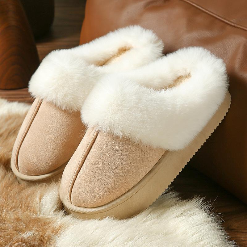 Warm cotton slippers winter piled thickened indoor home non-slip couple cotton shoes