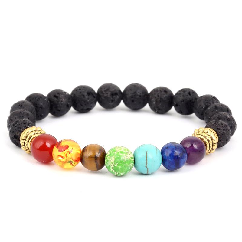 Popular European  American Volcanic Stone Seven-Star Beaded Yoga Bracelet