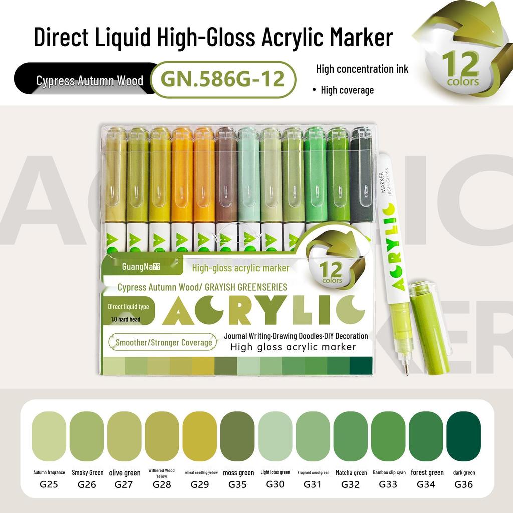 Guangna 586 Large Capacity Acrylic Paint Marker – Bleedproof, Layerable, High Gloss for DIY Projects
