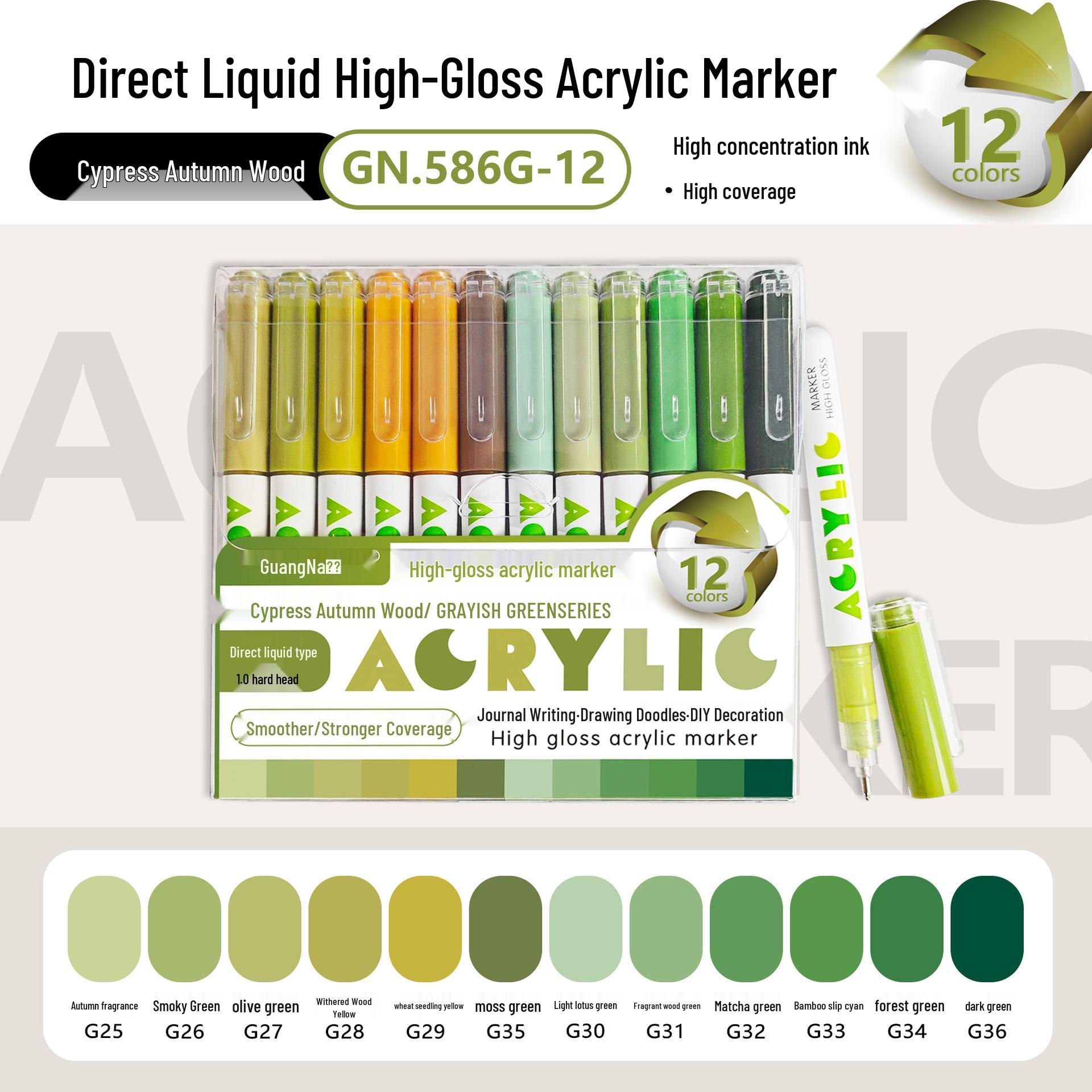 

Акриловый маркер Guangna 586 с высоким глянцем, большой емкости, не растекающийся и допускающий наслоение для рисования своими руками