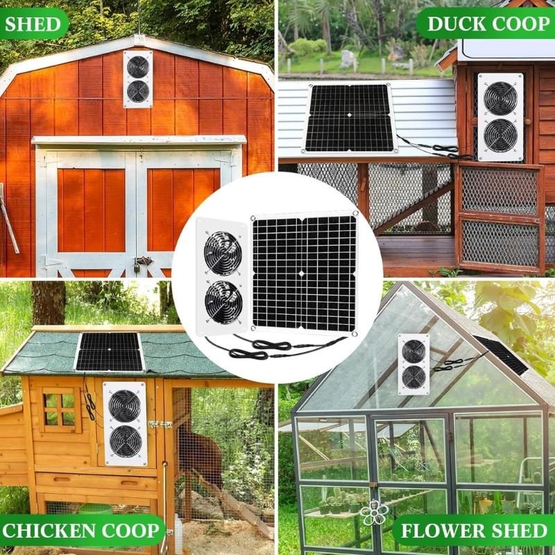 25W 12V Monocrystalline Solar Panel With Double Cooling Fan For Efficient Energies Conversion And Plastic Construction