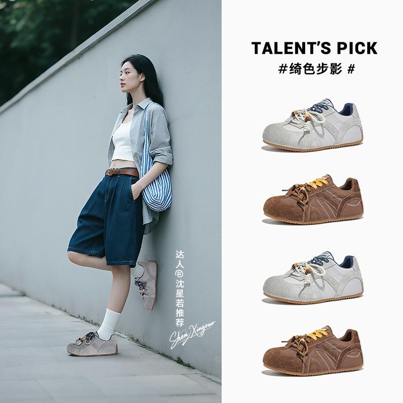 Inner height increase of 3.5cm shoe head leather women's autumn new sports women