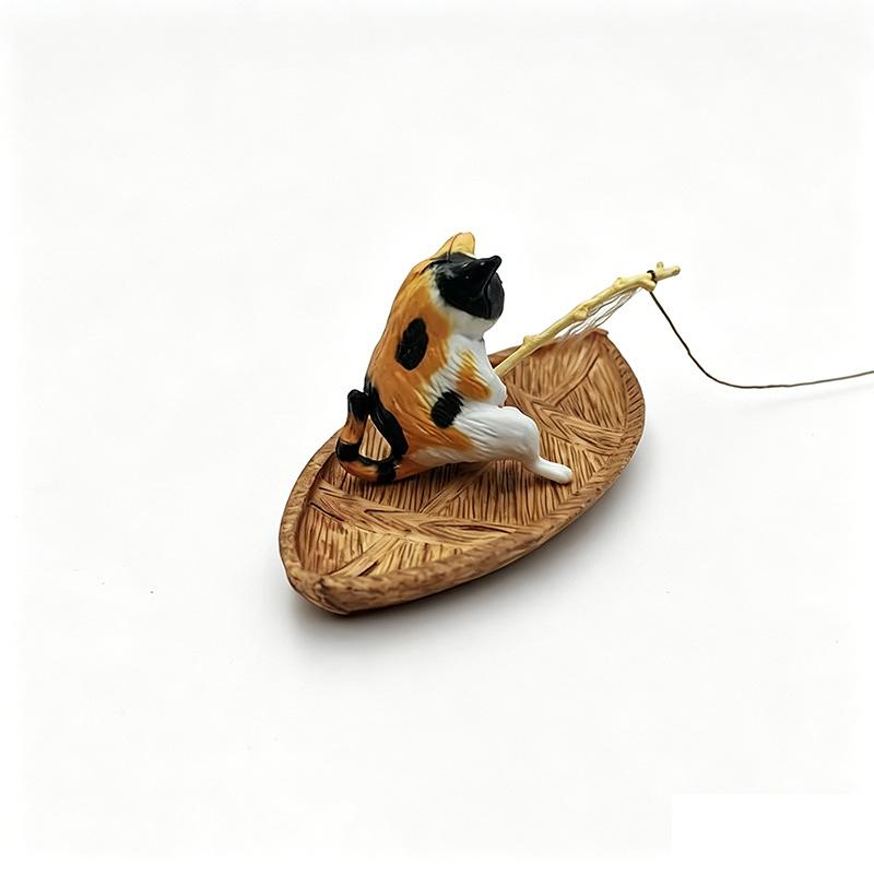 1 Stück Hohe Qualität Harz Langlebig Aquarium Dekor Meeres-Thema Kreatives Katze Angelboot Aquarium Ornament