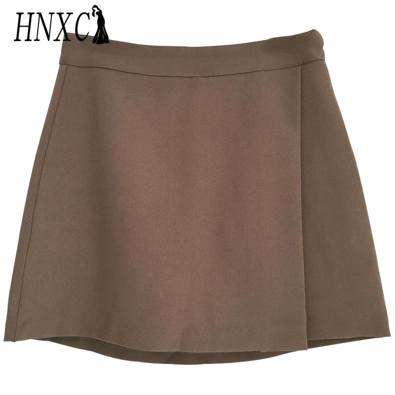

HNXC Женская Мода Повседневная Однотонная Принтованная Летняя Весенняя Юбка L кофейный