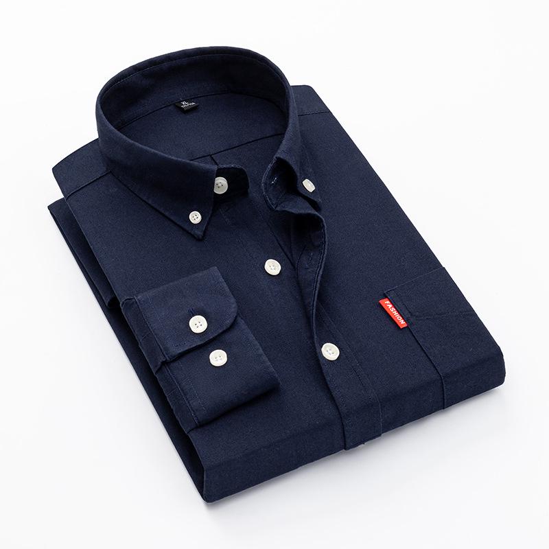 Men's Slim-Fit Long-Sleeve Oxford Shirt - Spring/Autumn Casual & Breathable